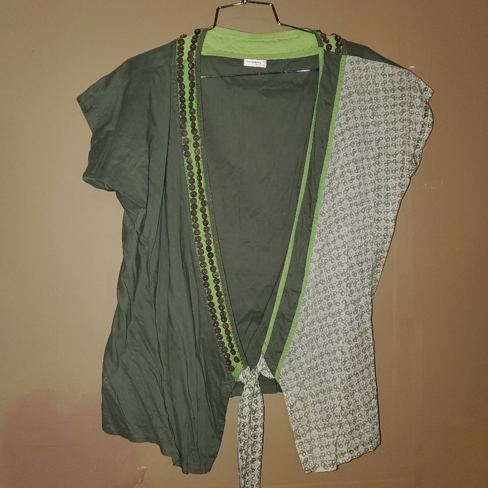 Women Global Sport Tie Shirt sz XL